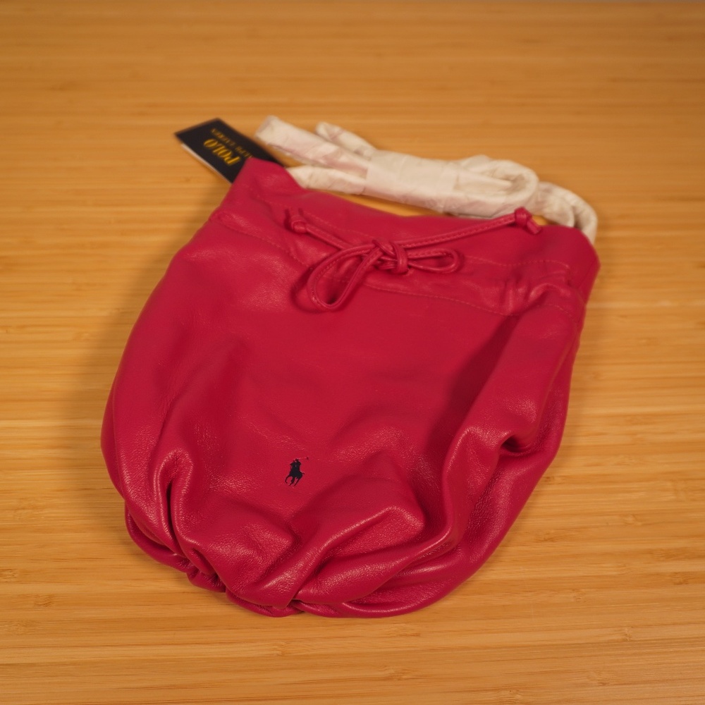 Polo Ralph Lauren The Pony Pouch Pink Leather OS Brand New